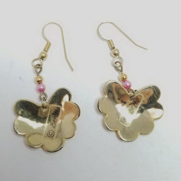 Vintage Berebi Bright Orange Yellow Pink Enamel Dangle Earrings, Colorful Retro - Picture 3 of 7